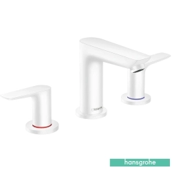 Hansgrohe - Hansgrohe Talis E3 3 Delikli Lavabo Bataryası, Satin Beyaz, Sifon Kumandalı