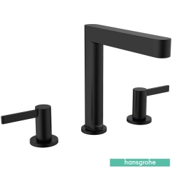 Hansgrohe - Hansgrohe Finoris 160 3 Delikli Lavabo Bataryası, Sifon Kumandalı, Satin Siyah (Yüksek)