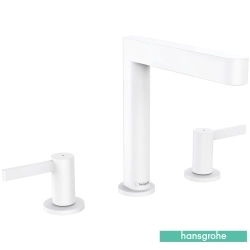 Hansgrohe - Hansgrohe Finoris 160 3 Delikli Lavabo Bataryası, Sifon Kumandalı, Satin Beyaz (Yüksek)