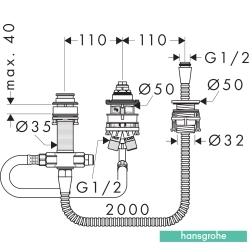 Hansgrohe - Hansgrohe 3 Delikli Küvet Bataryası İçin İç Set