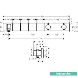 Hansgrohe - Hansgrohe RainSelect Ankastre Termostatik Banyo Bataryası, 4 Çıkışlı (Sıva Üstü Grubu)