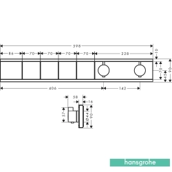 Hansgrohe - Hansgrohe RainSelect Ankastre Termostatik Banyo Bataryası, 4 Çıkışlı, Parlak Altın (Sıva Üstü Grubu)