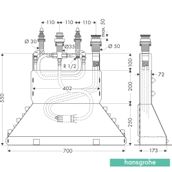 Hansgrohe - Hansgrohe 4 Delikli Küvet Bataryası İçin İç Set