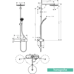 Hansgrohe - Hansgrohe Pulsify S 260 Termostatik Duş Bataryalı Duş Kolonu, Satin Beyaz (Yuvarlak Tepe Duşlu)
