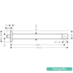 Hansgrohe - Hansgrohe Pulsify E Duvardan Duş Dirseği, 39 cm, Satin Beyaz