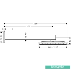 Hansgrohe - Hansgrohe Raindance Alive Q 210 2 Jet Dikdörtgen Tepe Duşu, EcoSmart Özellikli, Satin Beyaz (Duvardan Dirsek Dahil)