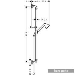 Hansgrohe - Hansgrohe Axor Showers/Front 92 Sürgülü Duş Seti (Tek Akışlı) EcoSmart Özellikli, Mat Pirinç