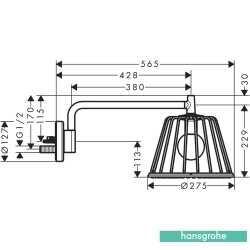 Hansgrohe - Hansgrohe Axor Showers/Front Axor 240 2jet Tepe Duşu Duş Dirseği Dahil, Parlak Kırmızı Altın