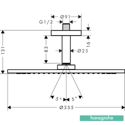 Hansgrohe - Hansgrohe Axor ShowerSolutions 350 1 Jet Yuvarlak Tepe Duşu, Parlak Kırmızı Altın (Tavandan Dirsek Dahil)