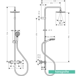 Hansgrohe - Hansgrohe Vernis Blend 200 1 Jet Termostatik Duş Bataryalı Duş Kolonu, EcoSmart Özellikli, Satin Siyah (Yuvarlak Tepe Duşlu)