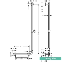 Hansgrohe - Hansgrohe Unica Comfort 110 cm Duş Sürgüsü, Beyaz/Krom (Sağ)