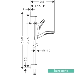 Hansgrohe - Hansgrohe Crometta Vario 65 2 Jet EcoSmart Sürgülü Duş Seti, Beyaz/Krom