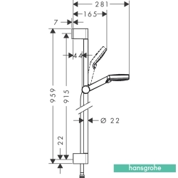 Hansgrohe - Hansgrohe Crometta Vario 90 2 Jet Sürgülü Duş Seti, Beyaz/Krom