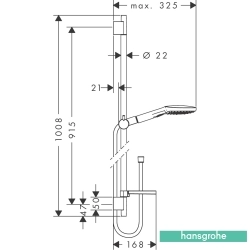 Hansgrohe - Hansgrohe Raindance Select Sürgülü Duş Takımı, 3 Fonksiyonlu, Beyaz/Krom