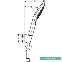 Hansgrohe - Hansgrohe Raindance Select El Duş Takımı, 3 Fonksiyonlu, 160 cm Duş Hortumu İle Birlikte, Beyaz/Krom