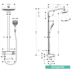 Hansgrohe - Hansgrohe Raindance Select E 300 2jet Duş Kolonu, Beyaz/Krom