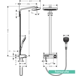 Hansgrohe - Hansgrohe Raindance Select E Termostatik Bataryalı Duş Kolonu, Beyaz/Krom
