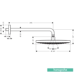 Hansgrohe - Hansgrohe Raindance Select S 300 2 Jet Yuvarlak Tepe Duşu (Duvardan Dirsek Dahil)