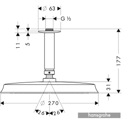 Hansgrohe - Hansgrohe Raindance Classic Tepe Duşu, 240 1 jet, Tavan Bağlantısı Dahil, Krom/Altın