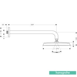 Hansgrohe - Hansgrohe Raindance Duvardan Tepe Duşu, 24 cm (Dirsek Dahil)