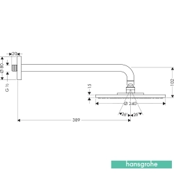 Hansgrohe - Hansgrohe Raindance S 240 1 Jet Yuvarlak Tepe Duşu (Duvardan Dirsek Dahil)