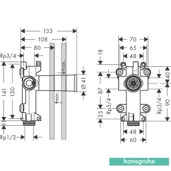 Hansgrohe - Hansgrohe Axor ShowerSolutions El Duşu Çıkışları ve Yan Duş Jetleri İçin İç Set