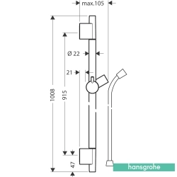 Hansgrohe - Hansgrohe Unica S Pro 90cm Duş Barı ve Duş Hortumu