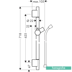 Hansgrohe - Hansgrohe Unica S Pro 65cm Duş Barı ve Duş Hortumu