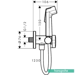 Hansgrohe - Hansgrohe Bidette Taharet Spreyi 28 1 Jet Duvardan Askılı Set, Mat Siyah Krom (EcoSmart, Tek Su Girişli, Round)