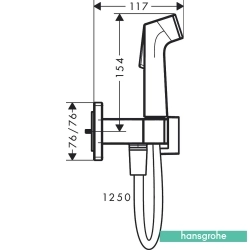 Hansgrohe - Hansgrohe Bidette Taharet Spreyi 28 1 Jet Duvardan Askılı Sıva Üstü Set (EcoSmart, Çift Su Girişli, Square)