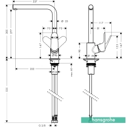 Hansgrohe - Hansgrohe Focus Eviye Bataryası, Satin Siyah