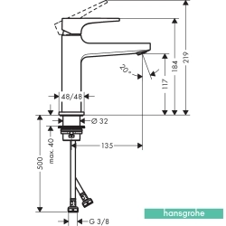 Hansgrohe - Hansgrohe Metropol Lavabo Bataryası, Sifon Kumandalı, Mat Siyah Krom