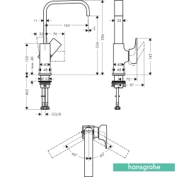Hansgrohe - Hansgrohe Metropol Yüksek Lavabo Bataryası, Sifon Kumandalı, Parlak Altın
