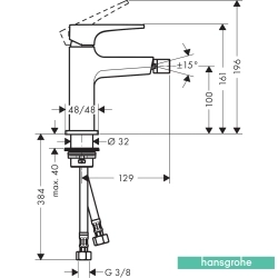 Hansgrohe - Hansgrohe Metropol Bide Bataryası, Sifon Kumandalı, Satin Beyaz