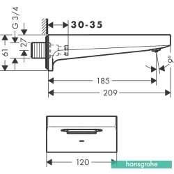 Hansgrohe - Hansgrohe Metropol Küvet Gagası 19 cm, Satin Beyaz
