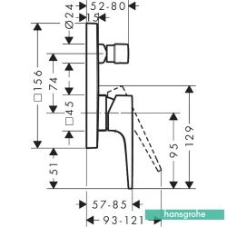 Hansgrohe - Hansgrohe Metropol Ankastre Banyo Bataryası (Sıva Üstü Grubu) Satin Beyaz