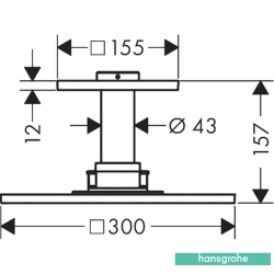 Hansgrohe - Hansgrohe Axor ShowerSolutions 300/300 1 Jet Kare Tepe Duşu, Mat Siyah Krom (Tavandan Dirsek Dahil)