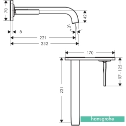 Hansgrohe - Hansgrohe Axor Citterio E 221 Duvardan Ankastre Lavabo Bataryası, Mat Siyah Krom