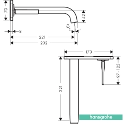 Hansgrohe - Hansgrohe Axor Citterio E 221 Duvardan Ankastre Lavabo Bataryası, Mat Nikel