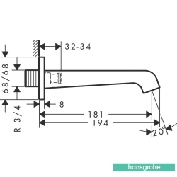 Hansgrohe - Hansgrohe Axor Citterio E Çıkış Ucu, Mat Pirinç