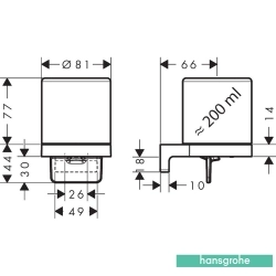 Hansgrohe - Hansgrohe AddStoris S Sıvı Sabunluk, Cam Hazne, Duvara Monte, Mat Siyah Krom
