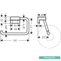 Hansgrohe - Hansgrohe AddStoris Tuvalet Kağıtlığı Kapaksız, Satin Beyaz