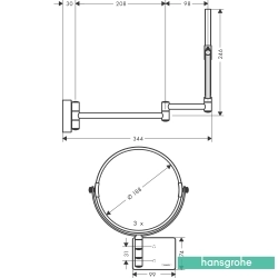 Hansgrohe - Hansgrohe AddStoris Makyaj Aynası, 3x Büyüteçli, Satin Siyah