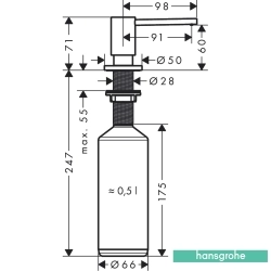 Hansgrohe - Hansgrohe Axor Uno Eviyeler İçin Sıvı Sabunluk, Mat Siyah Krom