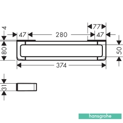 Hansgrohe - Hansgrohe Axor Universal Softsquare Banyo Tutunma Barı, 30 cm, Paslanmaz Çelik