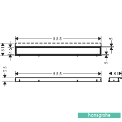Hansgrohe - Hansgrohe RainDrain Match 60 cm Duş Kanalı, Çerçeveli Yüksekliği Ayarlanabilir, Satin Siyah