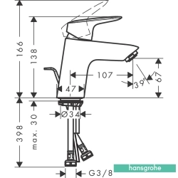 Hansgrohe - Hansgrohe Logis Lavabo Bataryası, Satin Siyah