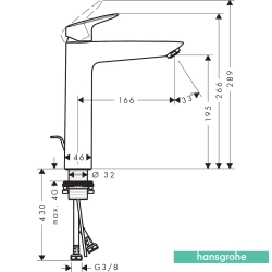 Hansgrohe - Hansgrohe Logis Yüksek Lavabo Bataryası, Satin Siyah