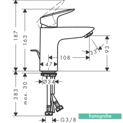 Hansgrohe - Hansgrohe Logis Lavabo Bataryası, Satin Siyah
