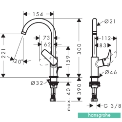 Hansgrohe - Hansgrohe Logis Yüksek Lavabo Bataryası, Satin Siyah